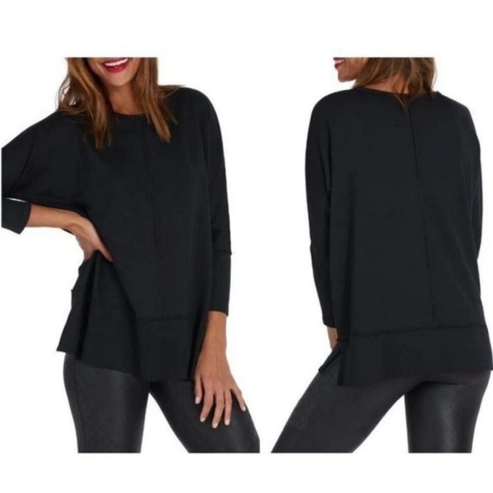 Spanx Dolman Sweatshirt Size XL Black Lounge to Street Wear